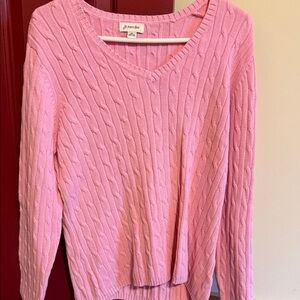 St. John's Bay Pink V-Neck Cable Knit Sweater
